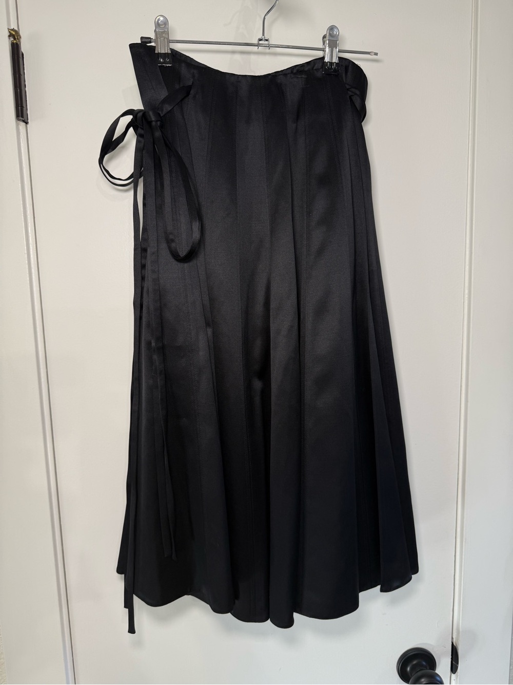 Giorgio Armani Balck A-Line Midi Wrap Skirt 40 Silk & Wool